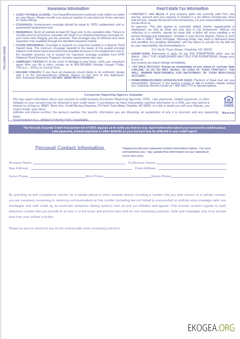 Relevé hypothécaire bancaire USA BB&T Corp. aux formats Word et PDF, 3 pages 3